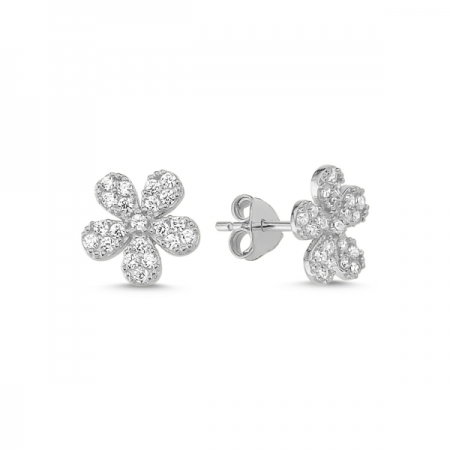 Cercei argint 925 rodiat cu floricele si zirconii albe - Be Nature ETU0049 [0]